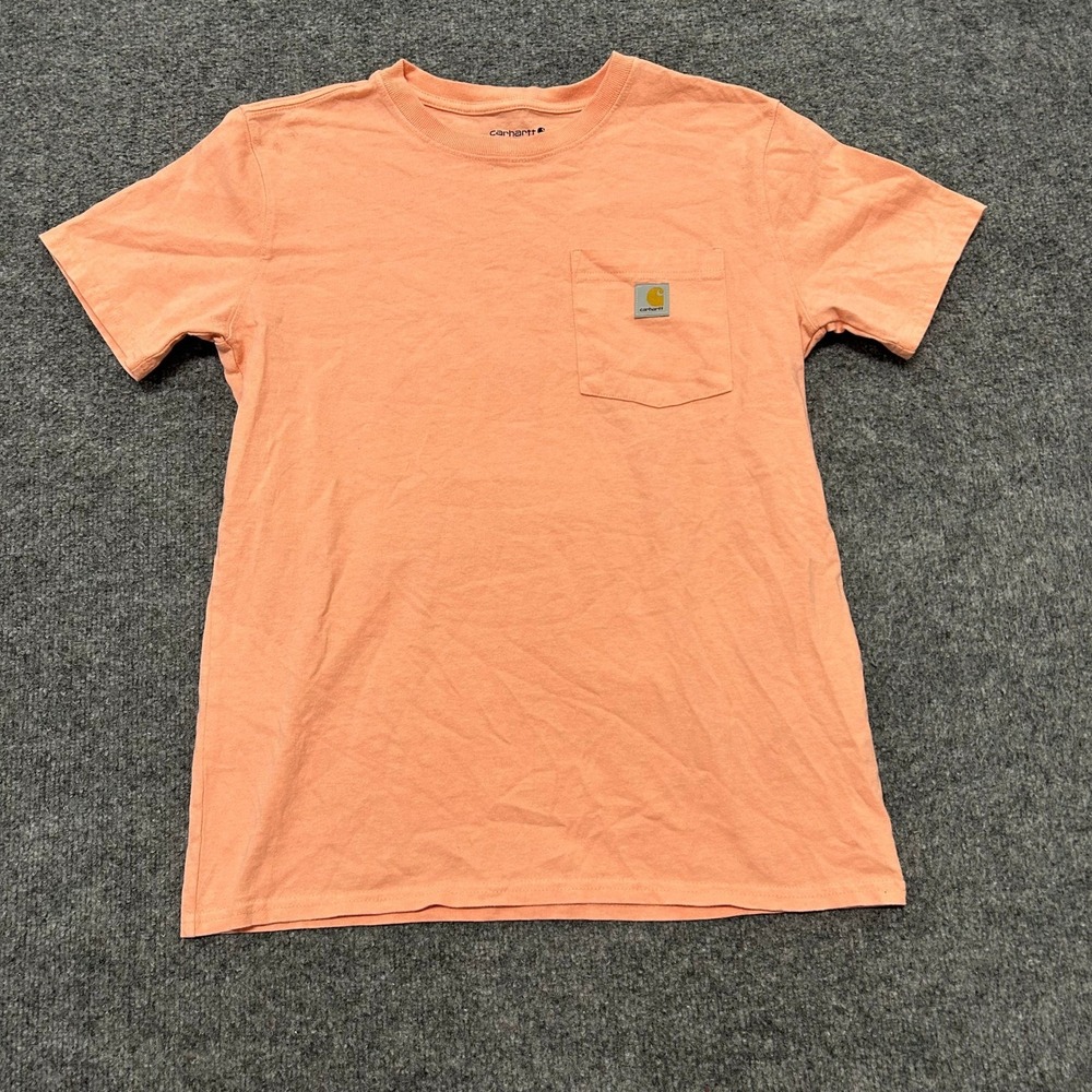 Carhartt T-Shirt Womens Size S Peach Orange K87-W Loose Fit Cotton Pocket Tee